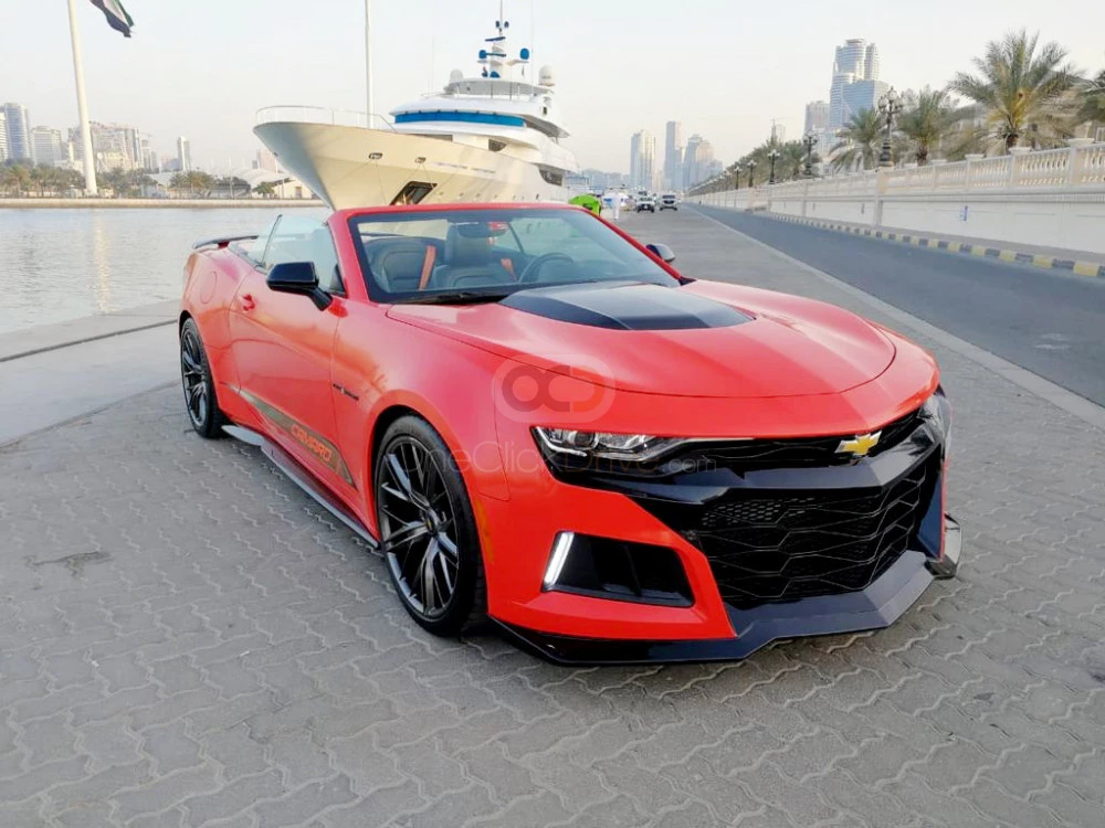 Red Chevrolet Camaro SS Convertible V8 2019 for rent in Dubai 1